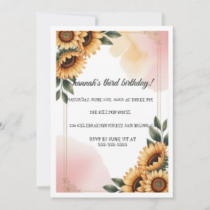 Boho Floral Convite de aniversário   Sun personali