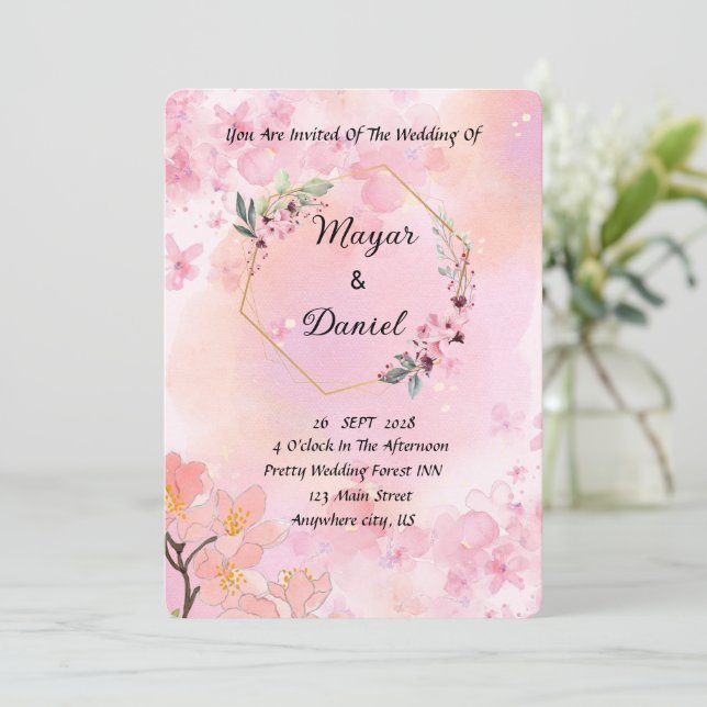 Boho Floral Convite de casamento Nesta Estação (Em pé/Frente)