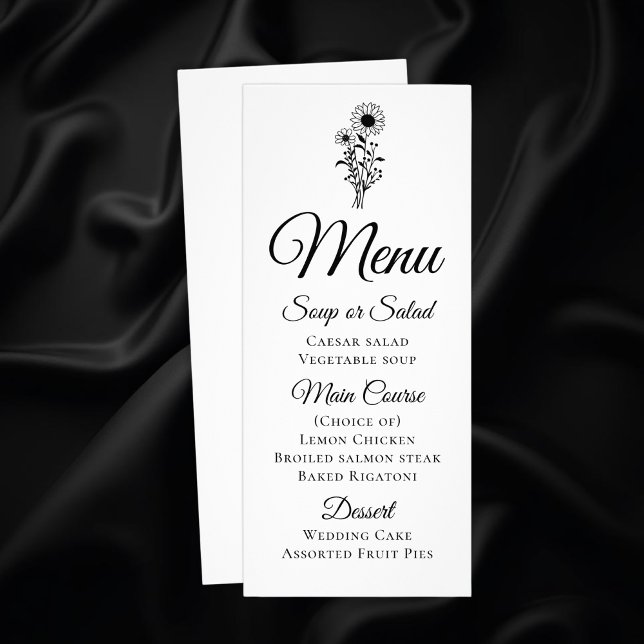 Boho Floral Country Sunflower Weding Menu (Criador carregado)