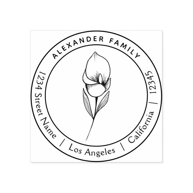 Boho floral desenhado Lily carimbo personalizado (Impressão)