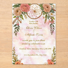 Boho Floral Dreamcatcher Convite De Casamento