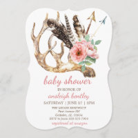 Boho floral e convite do chá de fraldas do Antler