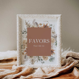 Boho Floral Favora Sinal Impressão