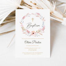 Boho Floral Girl Baptism Convite