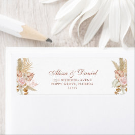 Boho Floral Grama de Pampas Etiqueta de Devolução