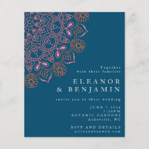  Boho Floral Mandala Teal Blue Casamento