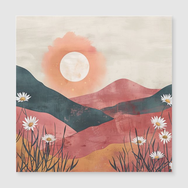 Boho Floral Mountain Sunset - Natureza Rústica (Frente)