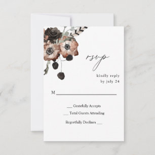 Boho Floral Negro e Natural sem RSVP de Refeições