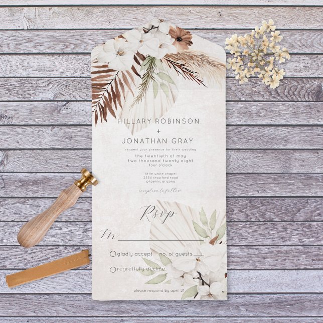 Boho Floral Neutro Moderno Não Jantado (Criador carregado)
