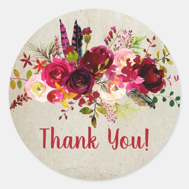 boho floral obrigado seus adesivos (Frente)