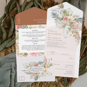 Boho Floral Pampas Grass Terra Cotta Desert