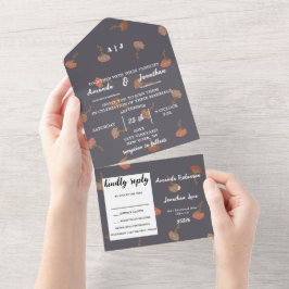 Boho Floral Pattern Design Monograma Wedding