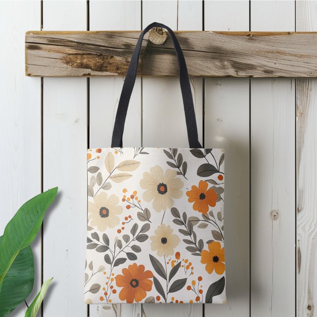 Boho Floral Pattern Tote Bag (Criador carregado)