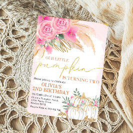 Boho Floral Pumpkin segundo aniversário Convite