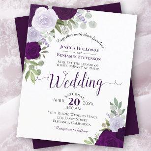 Boho Floral Purple Convite De Casamento