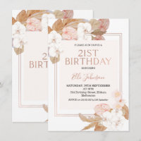 Boho Floral Rosa Dourado Convite