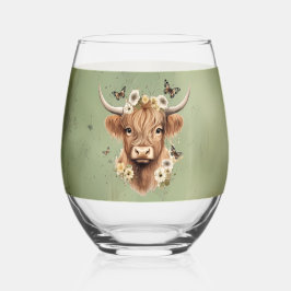 Boho Floral Scottish Cow com Farmhouse Green