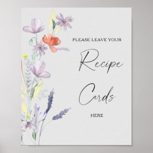 Boho floral Seu cartão de receita aqui Poster