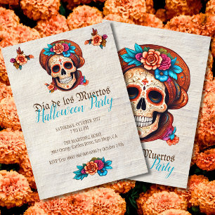Boho Floral Skull Dia de Muertos Convites