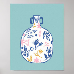 Boho Floral Vase Illustration Impressão - Minim Mo