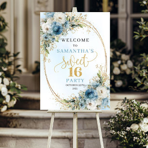 Boho Floral Verde Dourado Poster de Aniversário de
