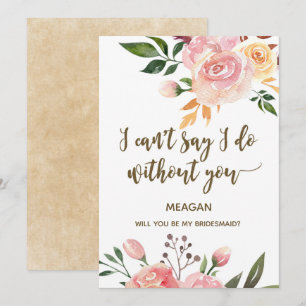 boho floral você será meu cartão de dama de honra
