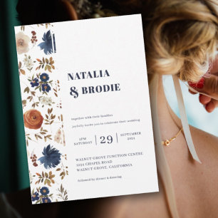 Boho Floral Watercolor Convite para Casamento