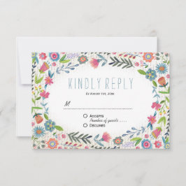 Boho Floral Watercolor Wedding | Placa de resposta