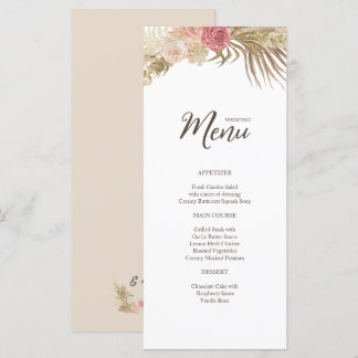 Boho Floral Wedding Flat Menu