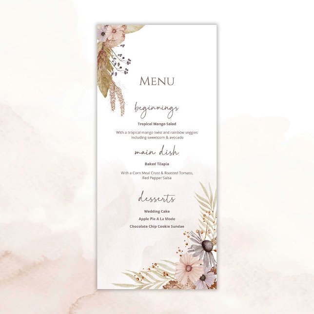Boho Floral Wedding Menu (Criador carregado)