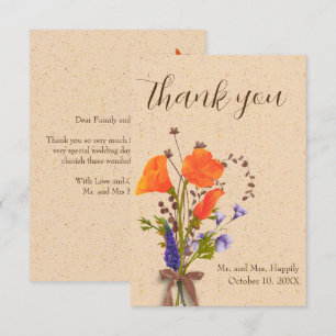 Boho Floral Wildflower Casamento Obrigado Cartões