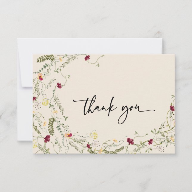 Boho Floral Wreath Obrigado Cartões (Frente)