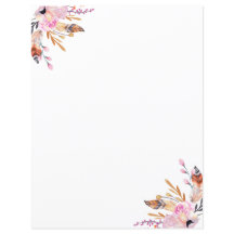 Boho florals alimentam uma página rosa branca