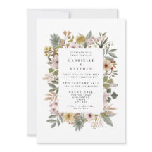 Boho Florals Convite Neutral Para Casamento