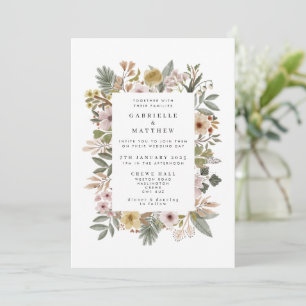 Boho Florals Convite Neutral Para Casamento