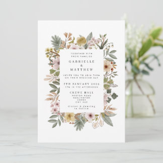 Boho Florals Convite Neutral Para Casamento