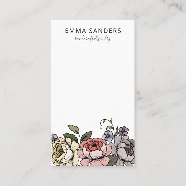 Boho Florals Ouvindo Cartões De Exibição De Joias (Frente)