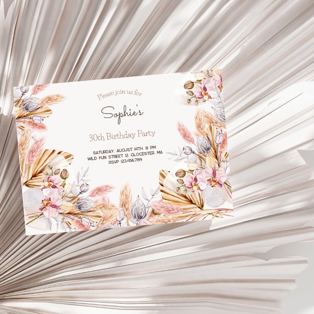 Boho flores para adulto Convite de aniversário (Criador carregado)