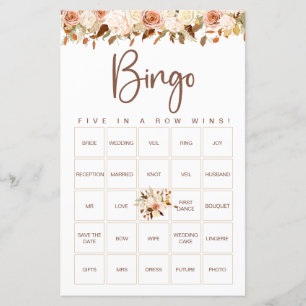 Boho Flowers Fall Jogo de Bingo Bridal
