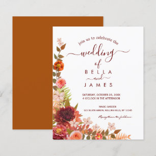 Boho Foliage Floral Terracotta Convite Para Casame