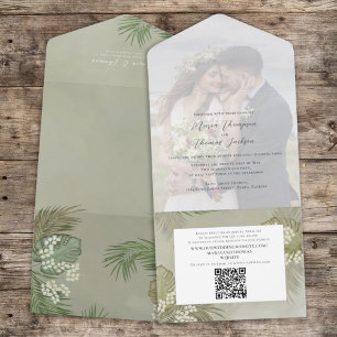 Boho Foliage Tropical Palm Deixa Foto Código QR