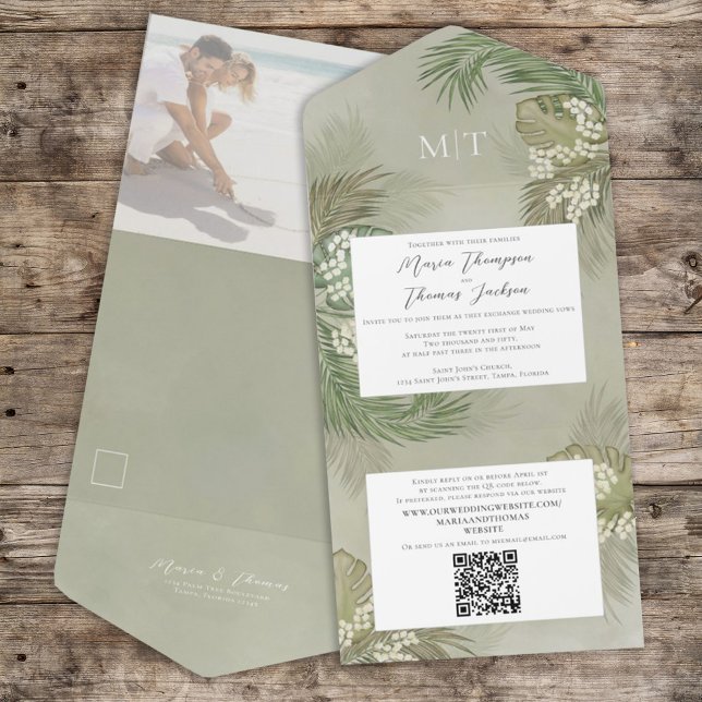 Boho Foliage Tropical Photo Budget QR Code (Criador carregado)