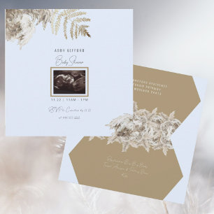 Boho Foliage Ultrasom Chá de fraldas Convite