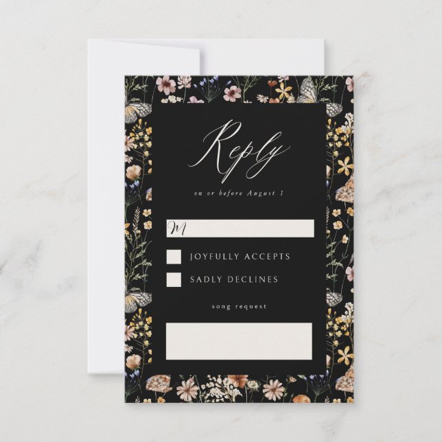 Boho Frame Song Request RSVP Card (Frente)