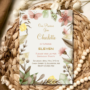 Boho Gems Cristais Antigos convite de aniversário