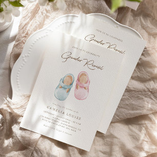 Boho Gender Reveal Vintage Baby Calçados Convite