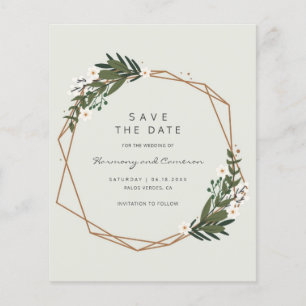 Boho Geométrico Dourado Casamento Salva a Data