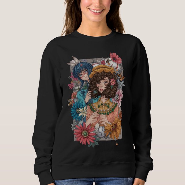 Boho Girl com Suéter Floral (Frente)