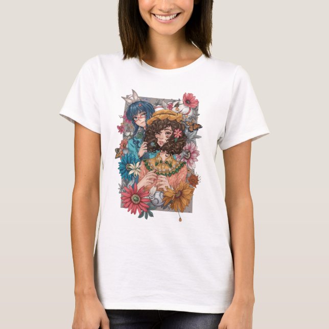 Boho Girl with Floral T-Shirt  (Frente)