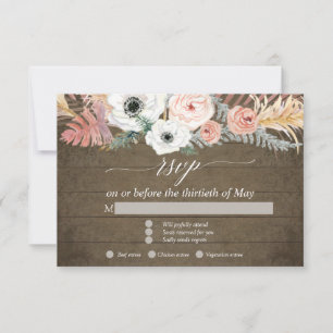 Boho Grama Pampas Tropical Floral Folhagem RSVP